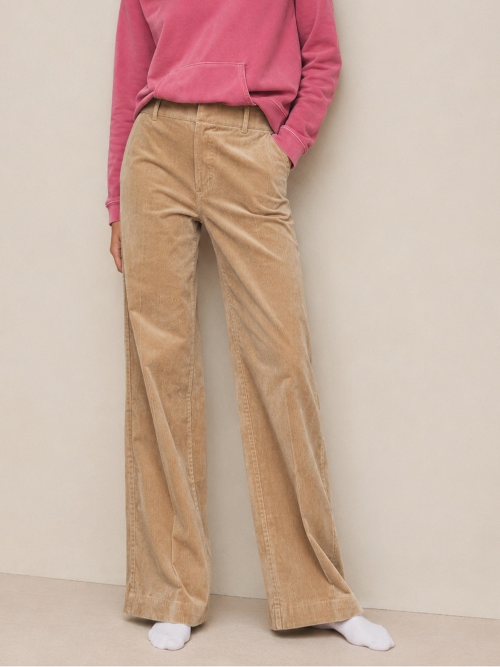 Anne Taylor Tan Corduroy High Waist Wide Leg Pants Size 8